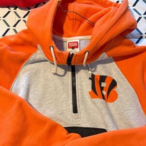 HOMAGE Orange and Gray Quarter-Zip Hoodie